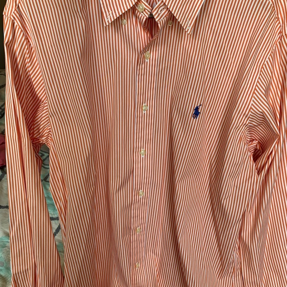 Orange & White Polo Button Up - Picture 3 of 12